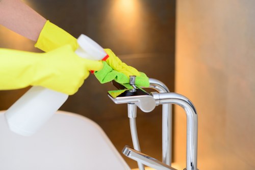 Post builders cleaning in a Wimbledon home after renovation work